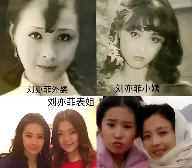 刘亦菲早年跟小姨合影，无美颜滤镜的年代